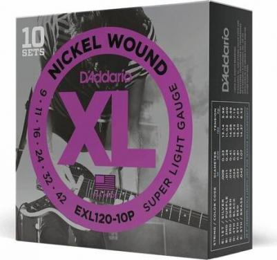 Струны EXL120-10P Nickel Wound 9-42 для электрогитары 10 комплектов – фото 3
