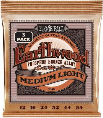 3546 набор из 3х комплектов для акуст.гитары Earthwood Medium Light Phosphor Br