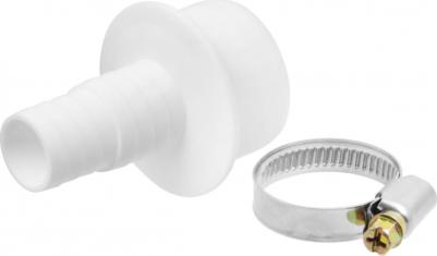 Прямой штуцер с хомутом для сливного шланга стиральных машин d40 - 19/22 мм ИС – фото 2