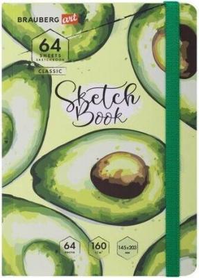 Скетчбук, белая бумага 160 г/м2, 145х203 мм, 64 л., резинка, твердый, CLASSIC "Авокадо", 114588, 114588 – фото 7