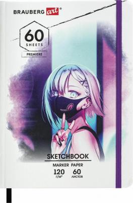 Скетчбук для маркеров 120 г/м2, 148 х 210 мм, 60 листов, твердая обложка, резинка "Аниме" – фото 2