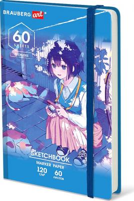 Скетчбук для маркеров 120 г/м2, 148 х 210 мм, 60 листов, твердая обложка, резинка "Микс"