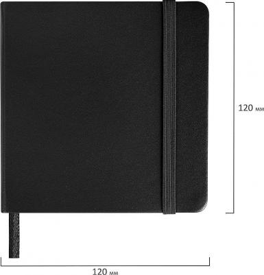 Скетчбук, слоновая кость 140 г/м2 120х120 мм, 80 л., КОЖЗАМ, резинка, CLASSIC, черный, 113191 – фото 5