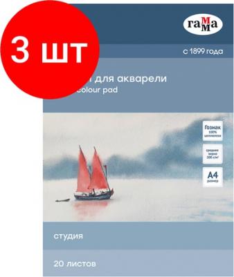 Альбом для акварели 20 листов, A4, на склейке, "Студия", 200 г/м2, среднее зерно – фото 2