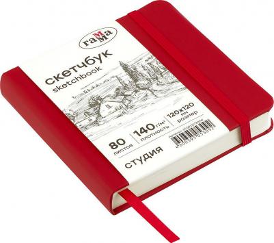 Скетчбук 80л, 120*120 "Студия", винный, твердая обложка, на резинке, слоновая кость, 140г/м2 – фото 3