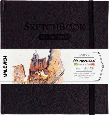Скетчбук для акварели Veroneze, черный, 200 г/м, 14,5х14,5 см, 40л – фото 1