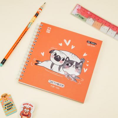 Скетчбук 60 листов, 15 х 15 см "Амурная история", на гребне – фото 1