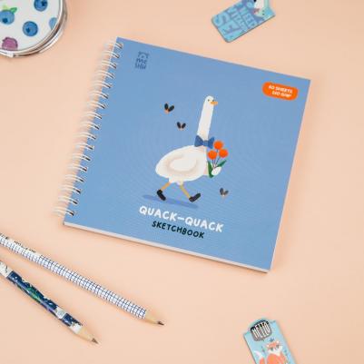 Скетчбук 60 листов, 15 х 15 см "Quack-Quack", на гребне – фото 1