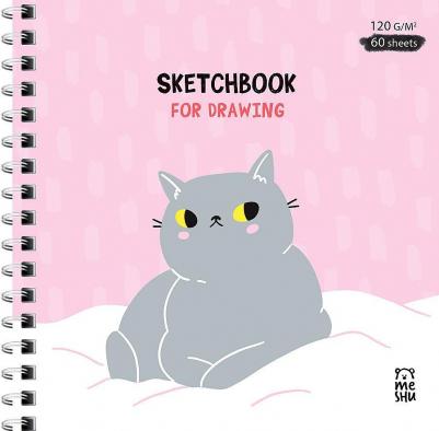 Скетчбук 60 листов, 15 х 15 см "Серый комочек", на гребне