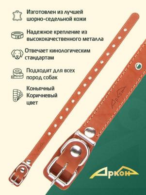 Ошейник для собак о20унк универсальный коньячный 20 мм 44 см – фото 3