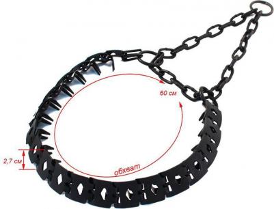 Ошейник для собак строгий, пластинчатый, вороненый, 60 см x 27 мм x 1,5 мм – фото 2