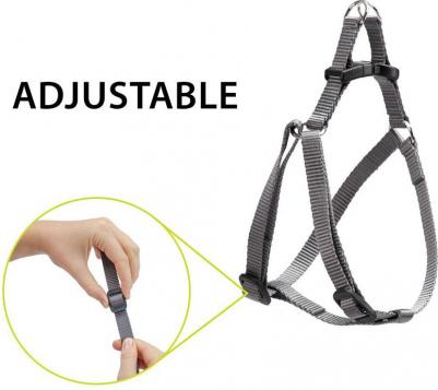 Шлейка нейлоновая для собак Easy P, объем шеи 28 см, объем груди 38 см, серая – фото 2