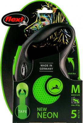 Поводок-рулетка FlexiNew Neon M Tape 5m зеленый – фото 15