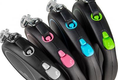 Рулетка для собак Black Design S (до 15кг) 5м лента черный/синий – фото 2