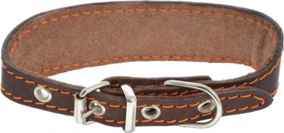 Ошейник для собак кожаный д/левретки таксы прошитый двойной, обхват шеи 25-32 см