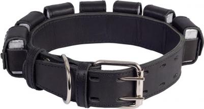 Ошейник для собак кожаный с грузами, обхват шеи 45-65 см, ширина 4,5 см, черный – фото 1