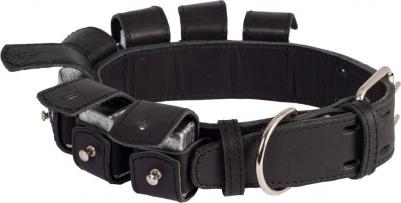 Ошейник для собак кожаный с грузами, обхват шеи 45-65 см, ширина 4,5 см, черный