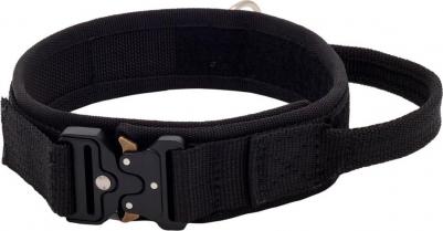 Ошейник для собак тактический с ручкой, обхват шеи 42-52 см, черный