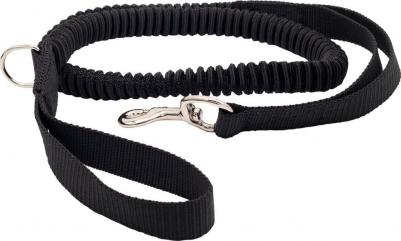 Поводок для собак амортизирующий с двумя ручками, 25 мм, 135-235 см, черный 4605350074396