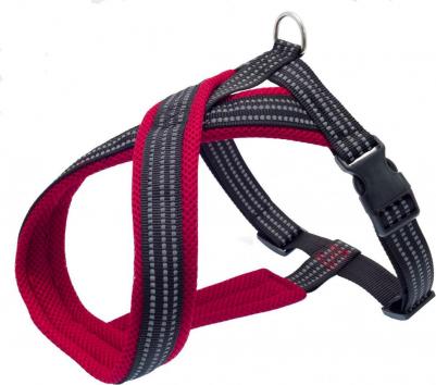 Шлейка для собак Х-образная с мягкой подкладкой, 50 см, красный – фото 3