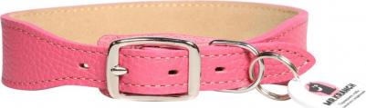 Ошейник для собак из натуральной кожи с QR-адресником, 22-26см, розовый – фото 1