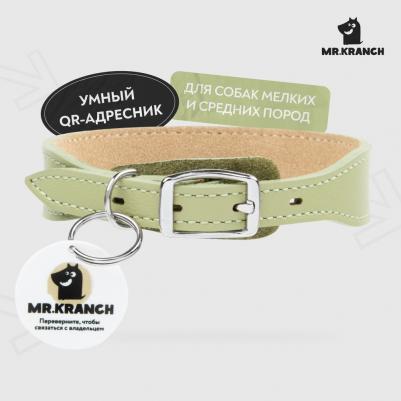 ошейник для собак мелких и средних пород, с QR-адресником, натуральная кожа, синий - 30-35 см повседневный для всех возрастов породы мелкого размера – фото 10