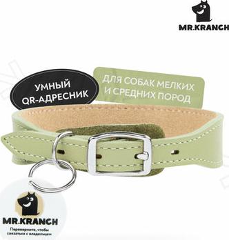ошейник для собак мелких и средних пород, с QR-адресником, натуральная кожа, синий - 30-35 см повседневный для всех возрастов породы мелкого размера – фото 11