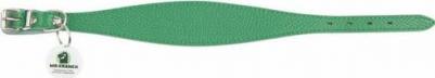 Ошейник-селедка для собак из натуральной кожи с QR-адресником, зеленый 29-35см