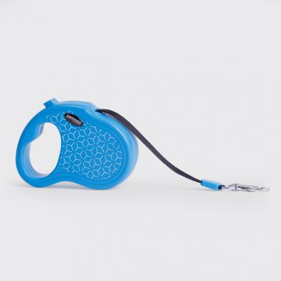 Рулетка для собак, XS, до 15 кг, ремень 3 м, голубая