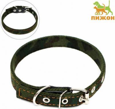 Ошейник брезентовый двухслойный Камуфляж, 50 х 2 см, ОШ 25-35 см – фото 2