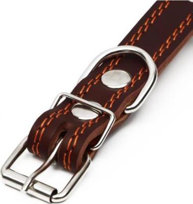 Ошейник кожаный "Строгий шип", 56 х 2.5 см, ОШ 35-45 см, коричневый – фото 2