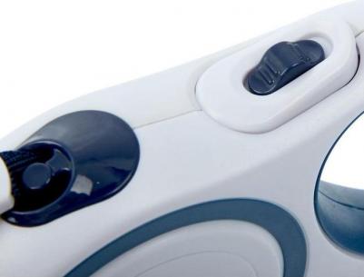 Рулетка с системой эффективного скручивания поводка, 3 м, до 18 кг, серо-синяя – фото 6