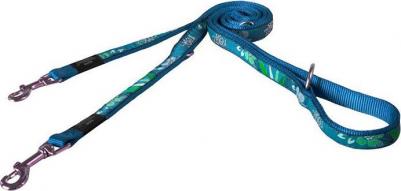 поводок-перестежка для собак крупных пород размер L серия Fancy Dress. Длина до 180 см голубой с серебристым