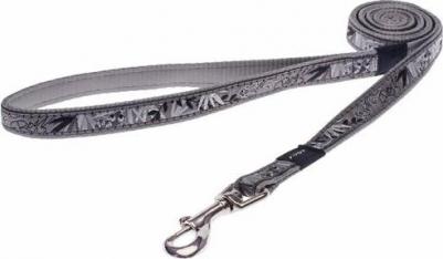 поводок удлиненный для средних пород собак размер M серия Fancy Dress. Длина 180 см серый серебро