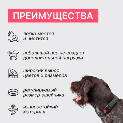 Ошейник для собак из биотана с фастексом, обхват шеи 37-55 см, ширина 2,5 см, черный – фото 4