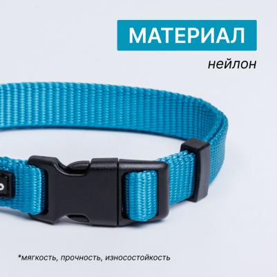 Ошейник для собак нейлоновый, обхват шеи 30-45 см, ширина 1,5 см, голубой – фото 4
