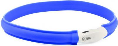 Ошейник для собак средних пород светящийся из силикона круглый голубой 40 см 4680368148710