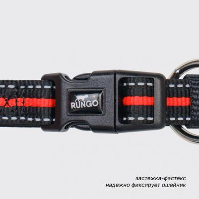 Ошейник светоотражающий для собак Urban Daily, L-XL, обхват шеи 40-65 см, ширина 2,5 см, черно-оранжевый – фото 3