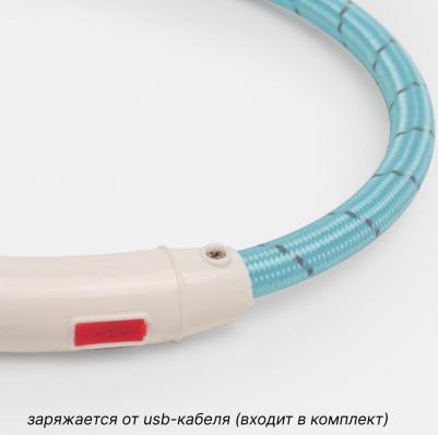 Ошейник светящийся круглый 45см голубой нейлон USB – фото 5