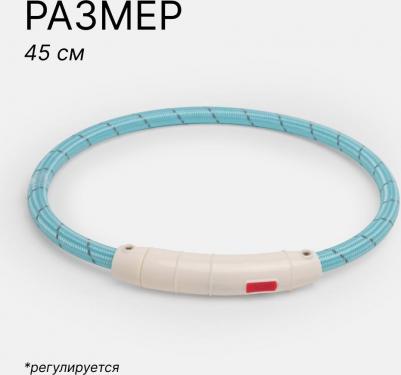 Ошейник светящийся круглый 45см голубой нейлон USB – фото 7