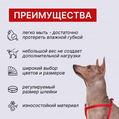 Шлейка для собак нейлоновая Step-in, обхват груди 33-46,5 см, ширина 10 мм, красная – фото 6