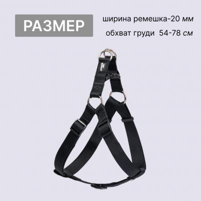 Шлейка для собак нейлоновая Step-in, обхват груди 54-78 см, ширина 20 мм, черная – фото 2