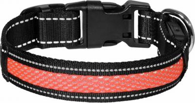 Светодиодный ошейник Лаки, оранжевый L
