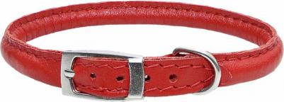 Ошейник для собак, круглый Поньч, кожаный, красный, 8 мм, 38-43 см