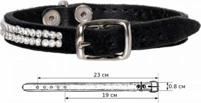 Ошейник Люкс двухслойный "Велюр-лайт" со стразами 19-23х1см – фото 2