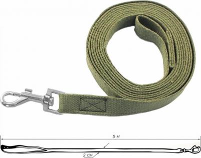 Поводок универсальный для собак, брезент, в ассортименте, 2 см, длина 5м – фото 3