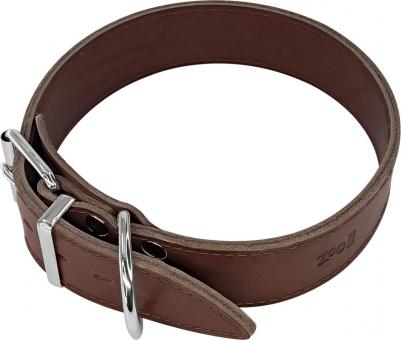 Ошейник для собак двухслойный, коричневый, кожа, сталь, 45 мм x 55-65 см