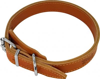 Ошейник для собак двухслойный, рыжий, кожа, сталь, 25 мм x 40-50 см