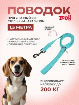 Поводок для прогулок брезент бирюзовый, 25 мм х 2 м – фото 1