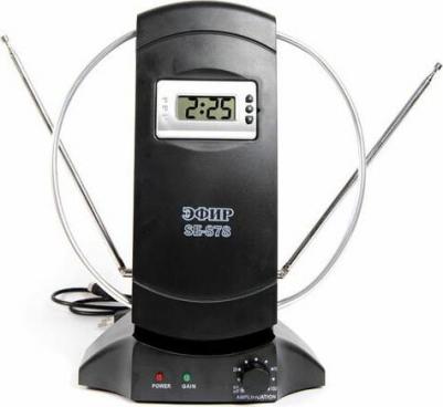 Антенна Эфир SE-878, комнатная, активная, 28 дБи, ДМВ+МВ, регулятор, усы 80см, кабель 1м – фото 5